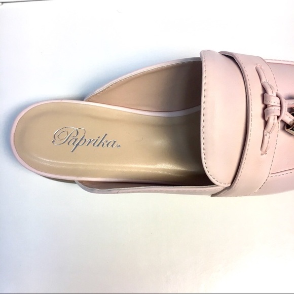 Blush Pink Tassel Mules In Faux Leather - Picture 8 of 8